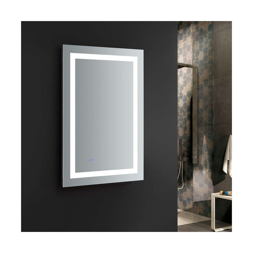 Santo 24" W x 36" H Contemporary Rectangular Framed Bathroom Wall Mirror with Light - image 9