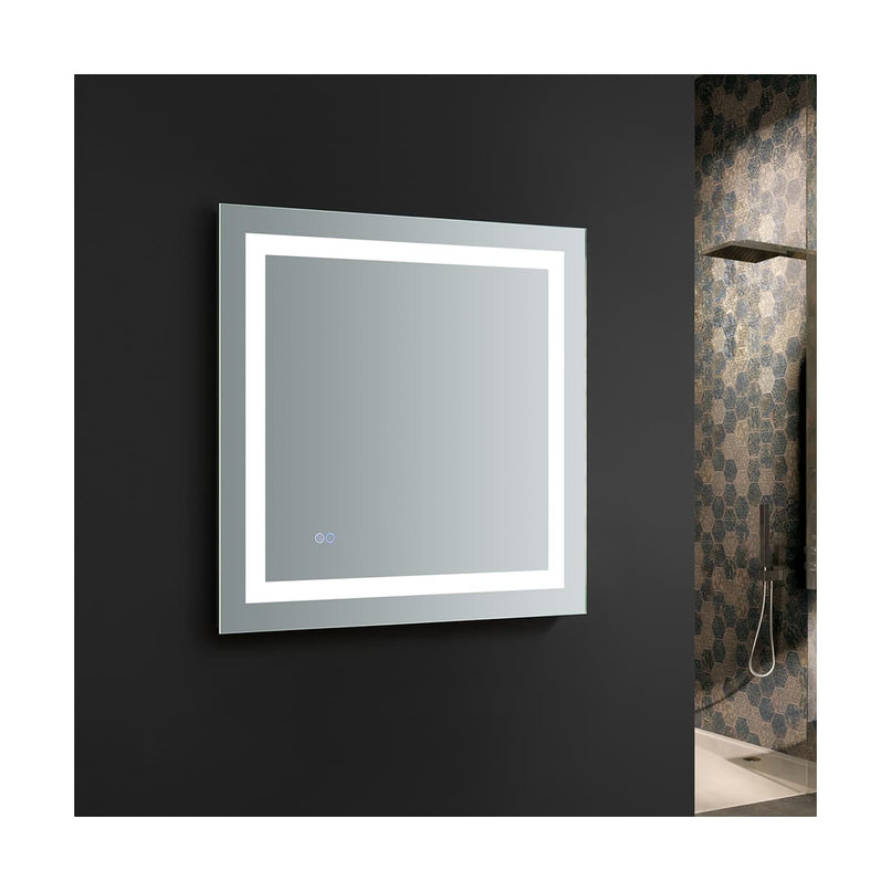 Santo 30" W x 30" H Contemporary Square Framed Bathroom Wall Mirror with Light - image 5