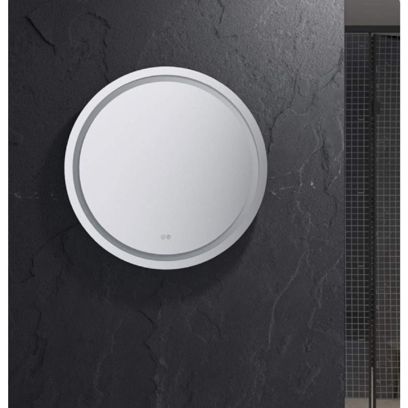 Santo 30" Diameter Modern Circular Aluminum Frameless Bathroom Wall Mirror with LED Lighting - image 2