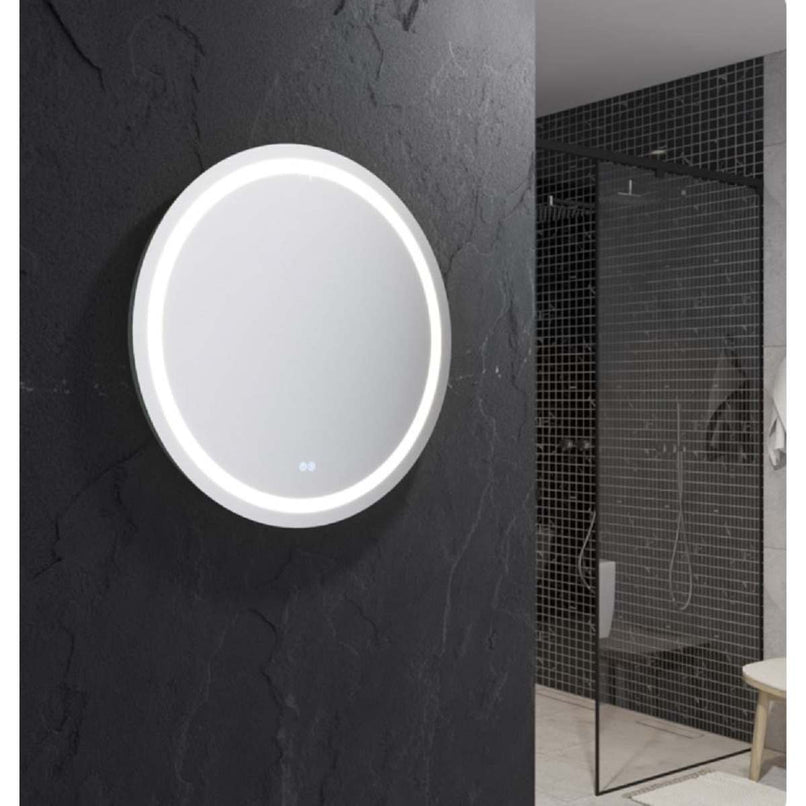 Santo 30" Diameter Modern Circular Aluminum Frameless Bathroom Wall Mirror with LED Lighting - image 3