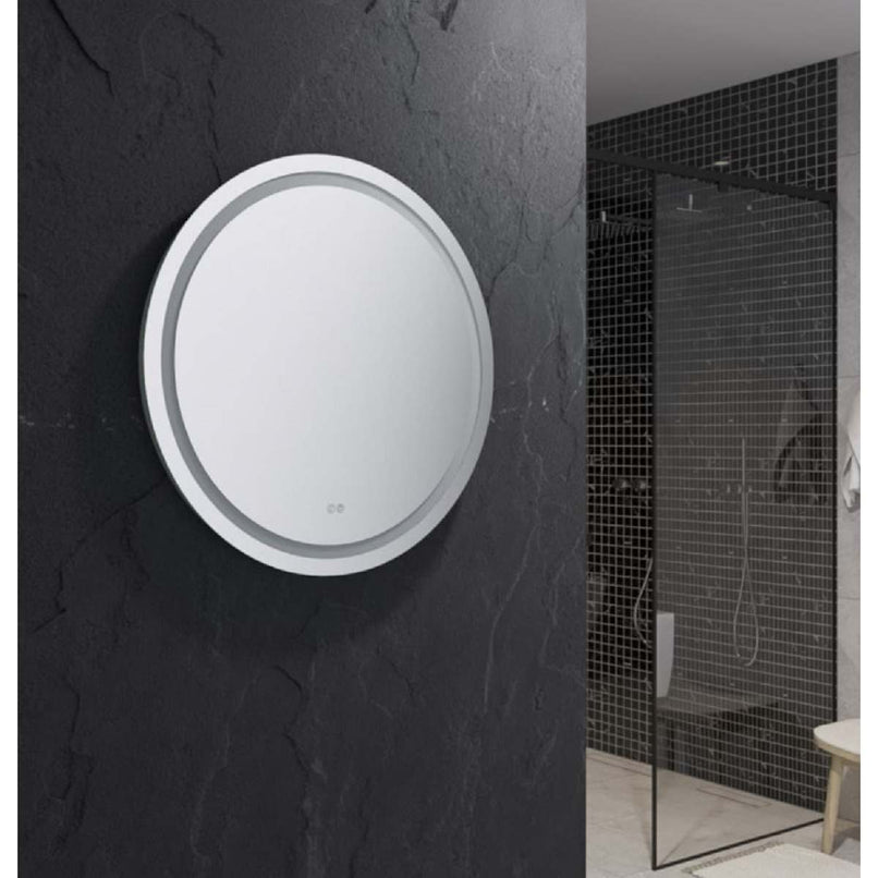 Santo 30" Diameter Modern Circular Aluminum Frameless Bathroom Wall Mirror with LED Lighting - image 4