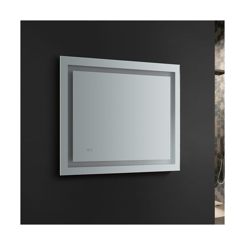 Santo 36" W x 30" H Contemporary Rectangular Framed Bathroom Wall Mirror with Light - image 4