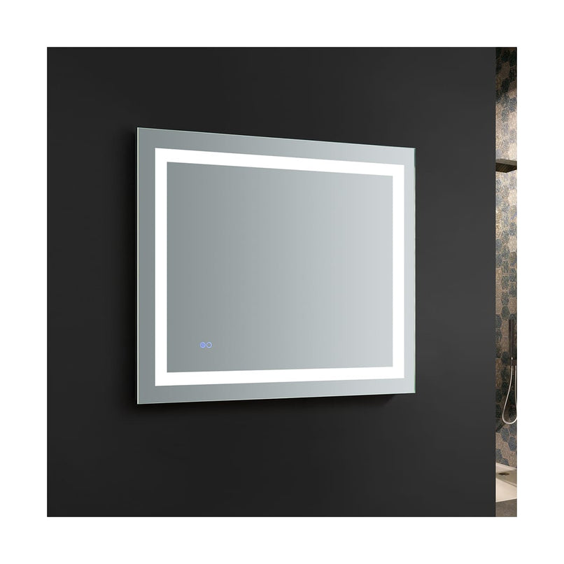 Santo 36" W x 30" H Contemporary Rectangular Framed Bathroom Wall Mirror with Light - image 8