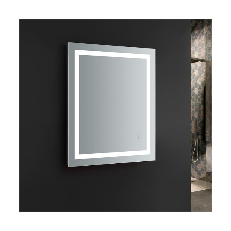 Santo 36" W x 30" H Contemporary Rectangular Framed Bathroom Wall Mirror with Light - image 9