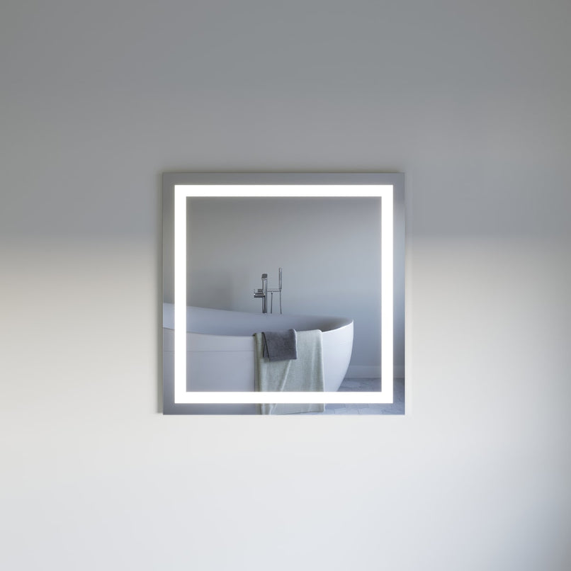 Santo 36" W x 36" H Modern Square Aluminum Frameless Bathroom Wall Mirror with LED Lighting - image 1