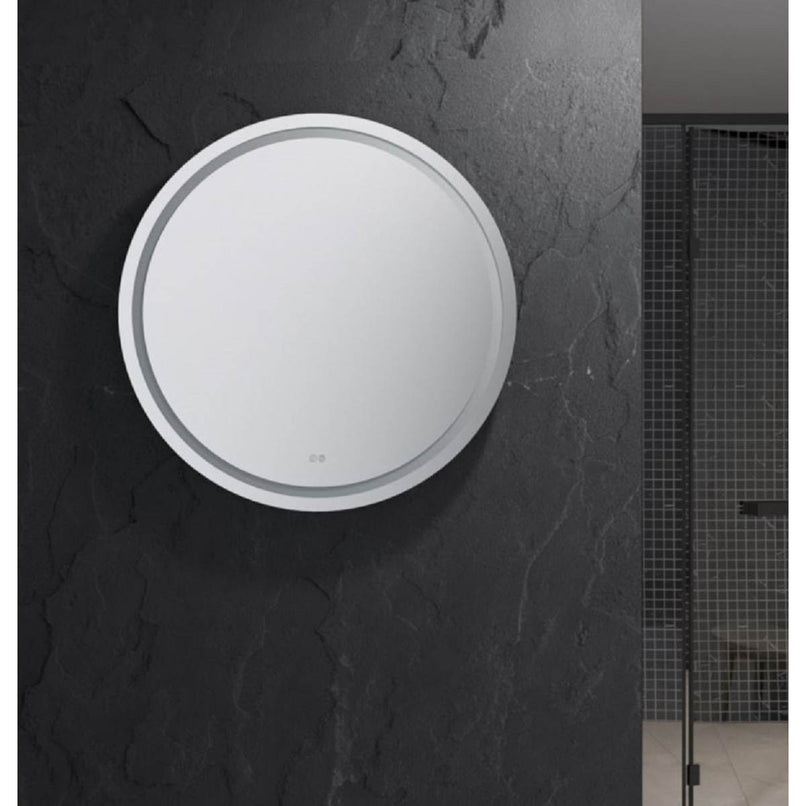 Santo 36" Diameter Modern Circular Aluminum Frameless Bathroom Wall Mirror with LED Lighting - image 2