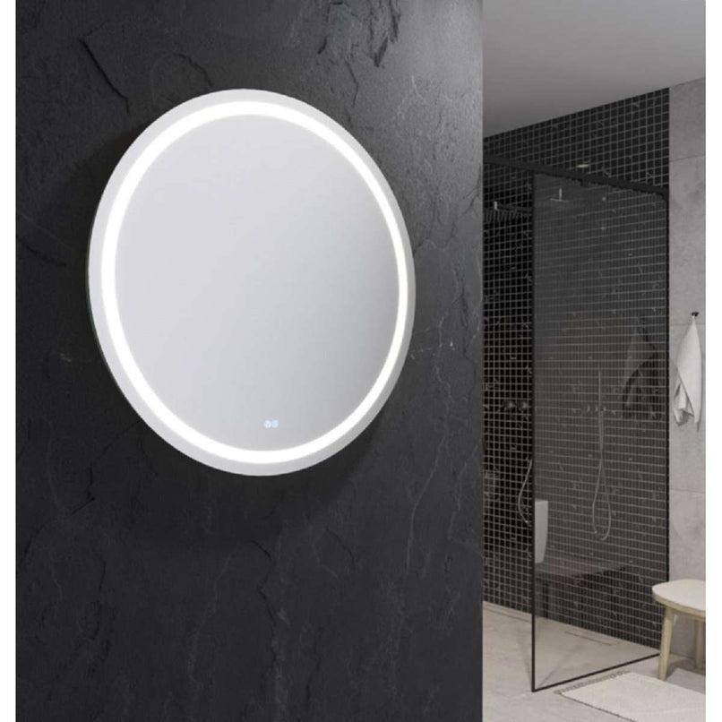 Santo 36" Diameter Modern Circular Aluminum Frameless Bathroom Wall Mirror with LED Lighting - image 3