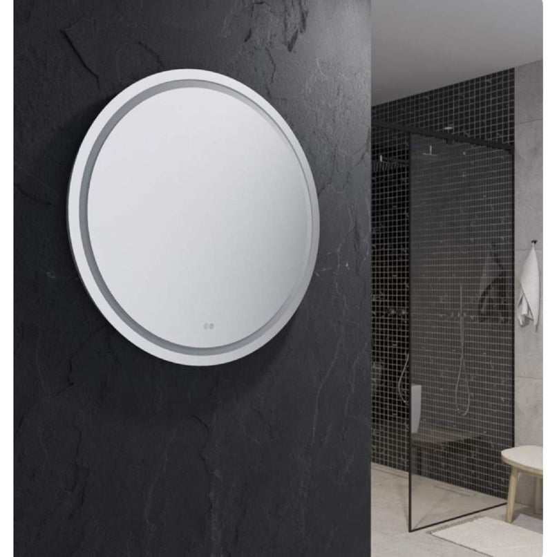 Santo 36" Diameter Modern Circular Aluminum Frameless Bathroom Wall Mirror with LED Lighting - image 4
