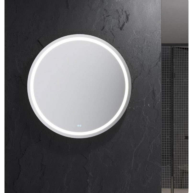 Santo 42" Diameter Modern Circular Aluminum Frameless Bathroom Wall Mirror with LED Lighting - image 2