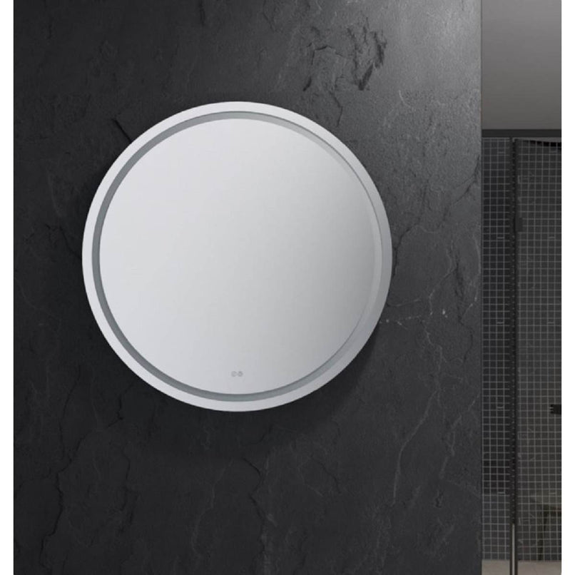 Santo 42" Diameter Modern Circular Aluminum Frameless Bathroom Wall Mirror with LED Lighting - image 3