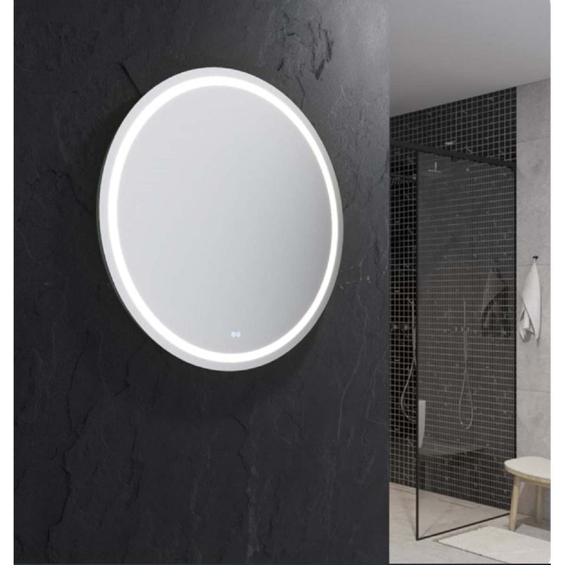 Santo 42" Diameter Modern Circular Aluminum Frameless Bathroom Wall Mirror with LED Lighting - image 4