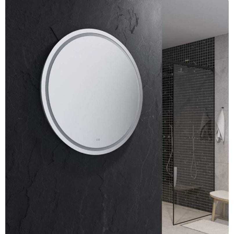 Santo 42" Diameter Modern Circular Aluminum Frameless Bathroom Wall Mirror with LED Lighting - image 5