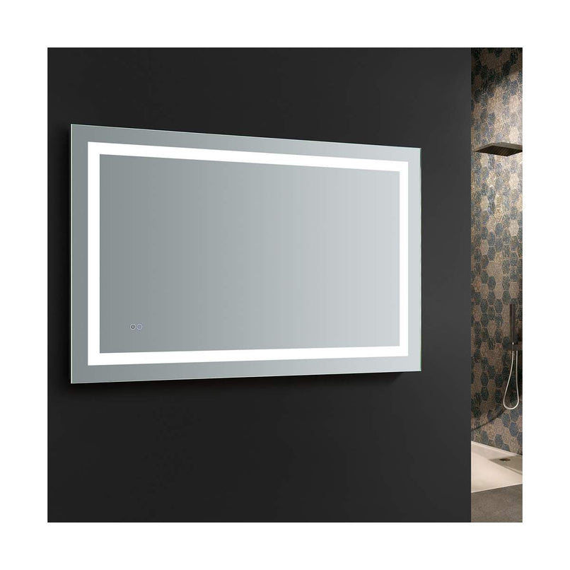 Santo 48" W x 30" H Contemporary Rectangular Framed Bathroom Wall Mirror with Light - image 8