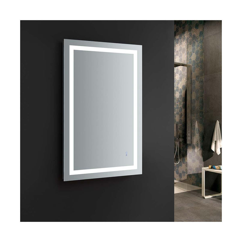 Santo 48" W x 30" H Contemporary Rectangular Framed Bathroom Wall Mirror with Light - image 9
