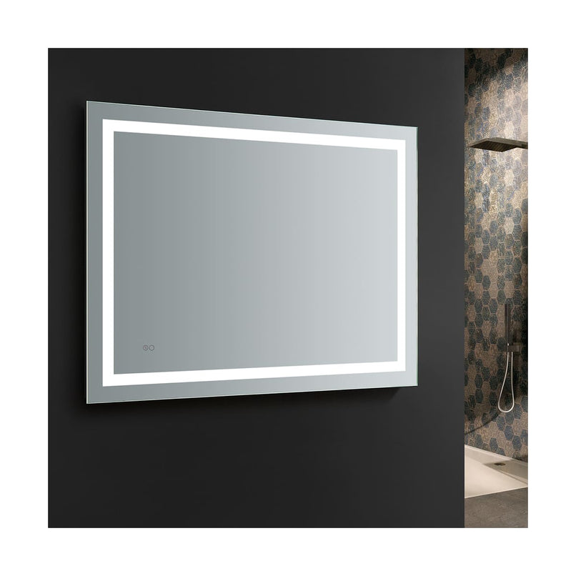 Santo 48" W x 36" H Contemporary Rectangular Framed Bathroom Wall Mirror with Light - image 8