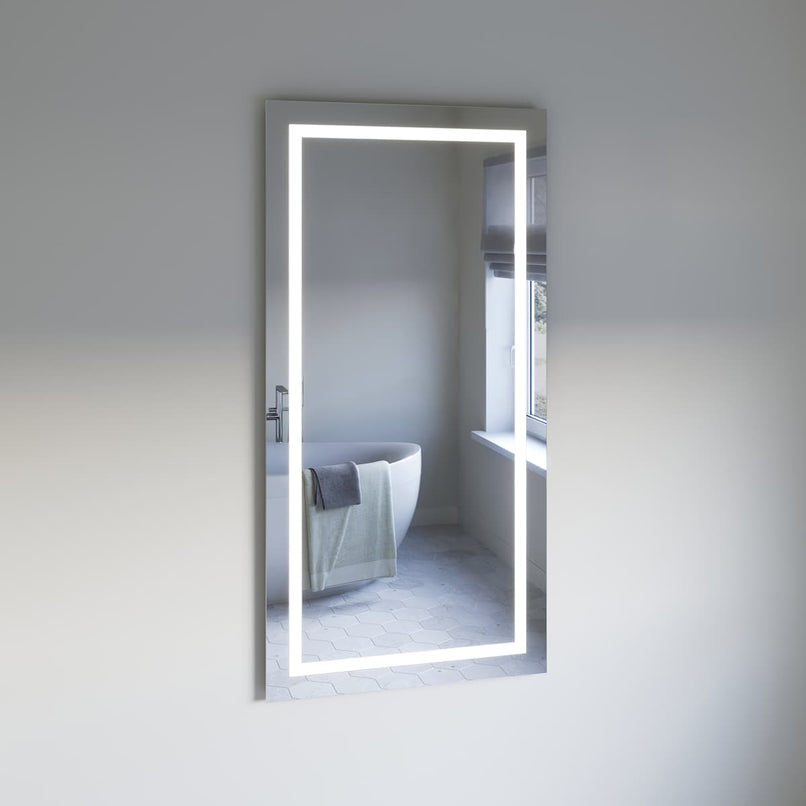 Santo 30" W x 59" H Modern Rectangular Aluminum Frameless Bathroom Wall Mirror with LED Lighting - image 2