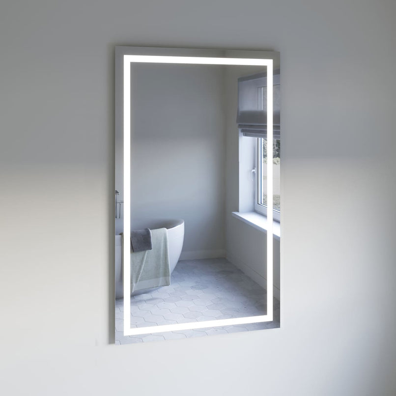 Santo 36" W x 59" H Modern Rectangular Aluminum Frameless Bathroom Wall Mirror with LED Lighting - image 2