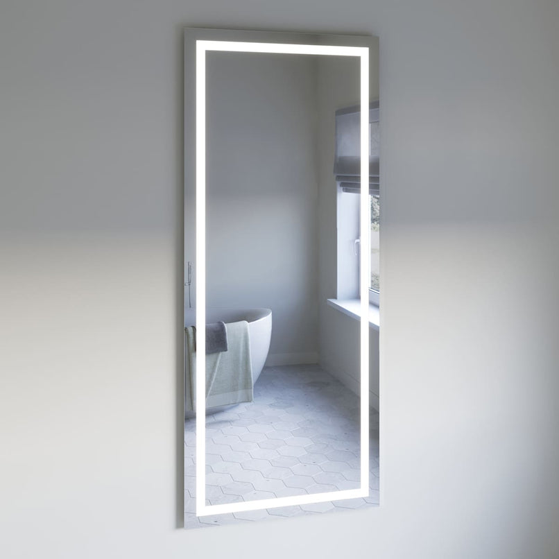 Santo 30" W x 71" H Modern Rectangular Aluminum Frameless Bathroom Wall Mirror with LED Lighting - image 2