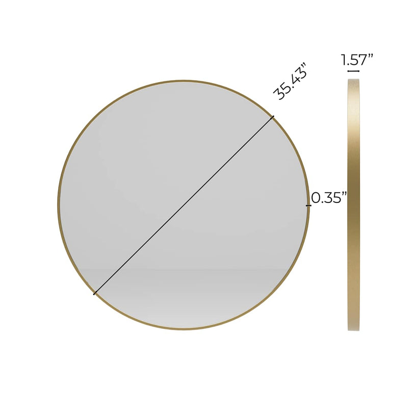 Olena 35-7/16" Diameter Circular Flat Aluminum Framed Wall Mounted Bathroom Mirror - image 7