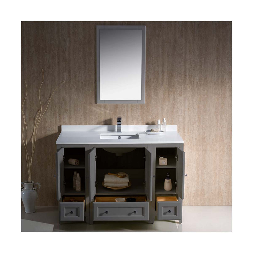 Oxford 48" Free Standing Single Basin Vanity Set with Cabinet, Quartz Vanity Top, and Framed Mirror - image 4