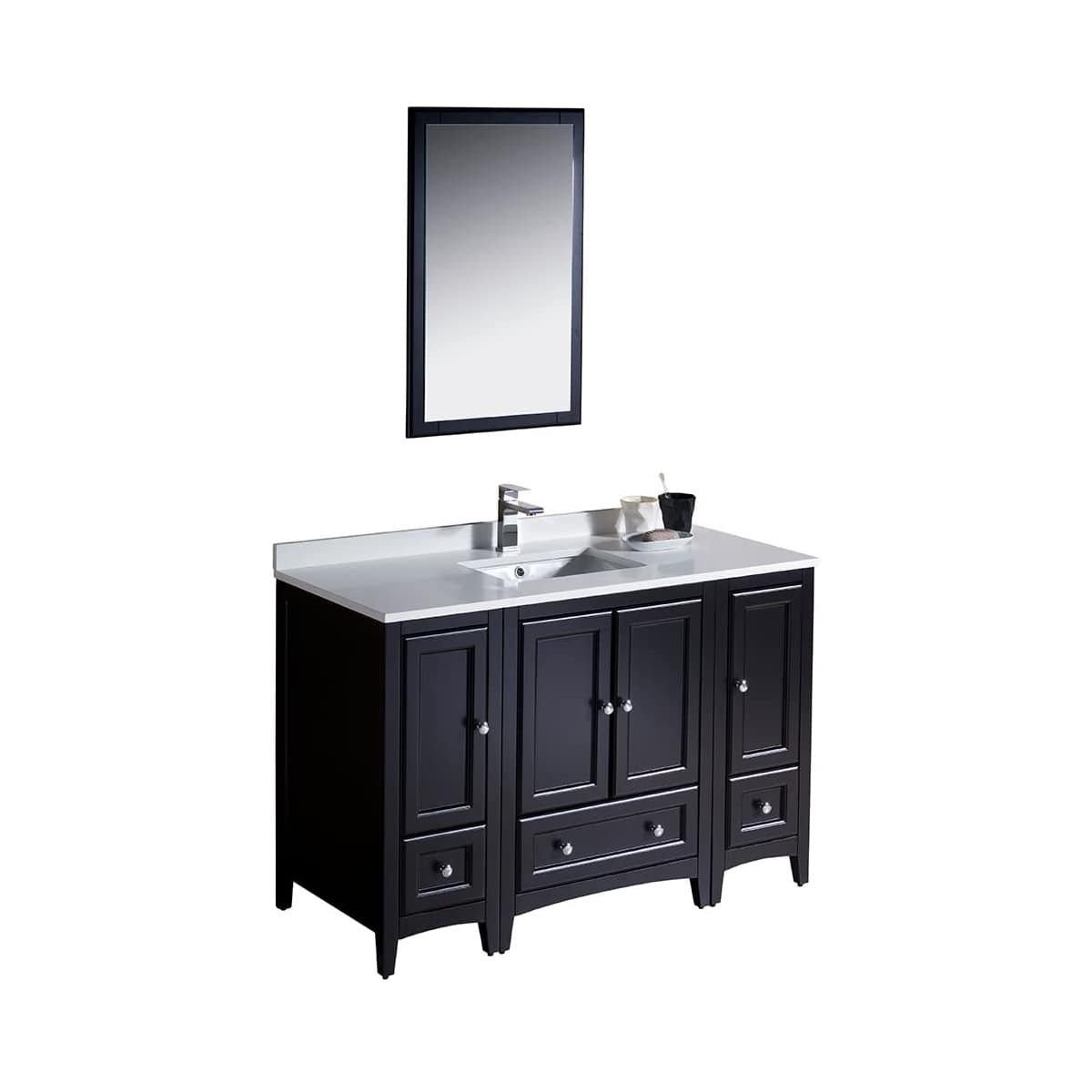 Oxford 48" Free Standing Single Basin Vanity Set with Cabinet, Quartz Vanity Top, and Framed Mirror