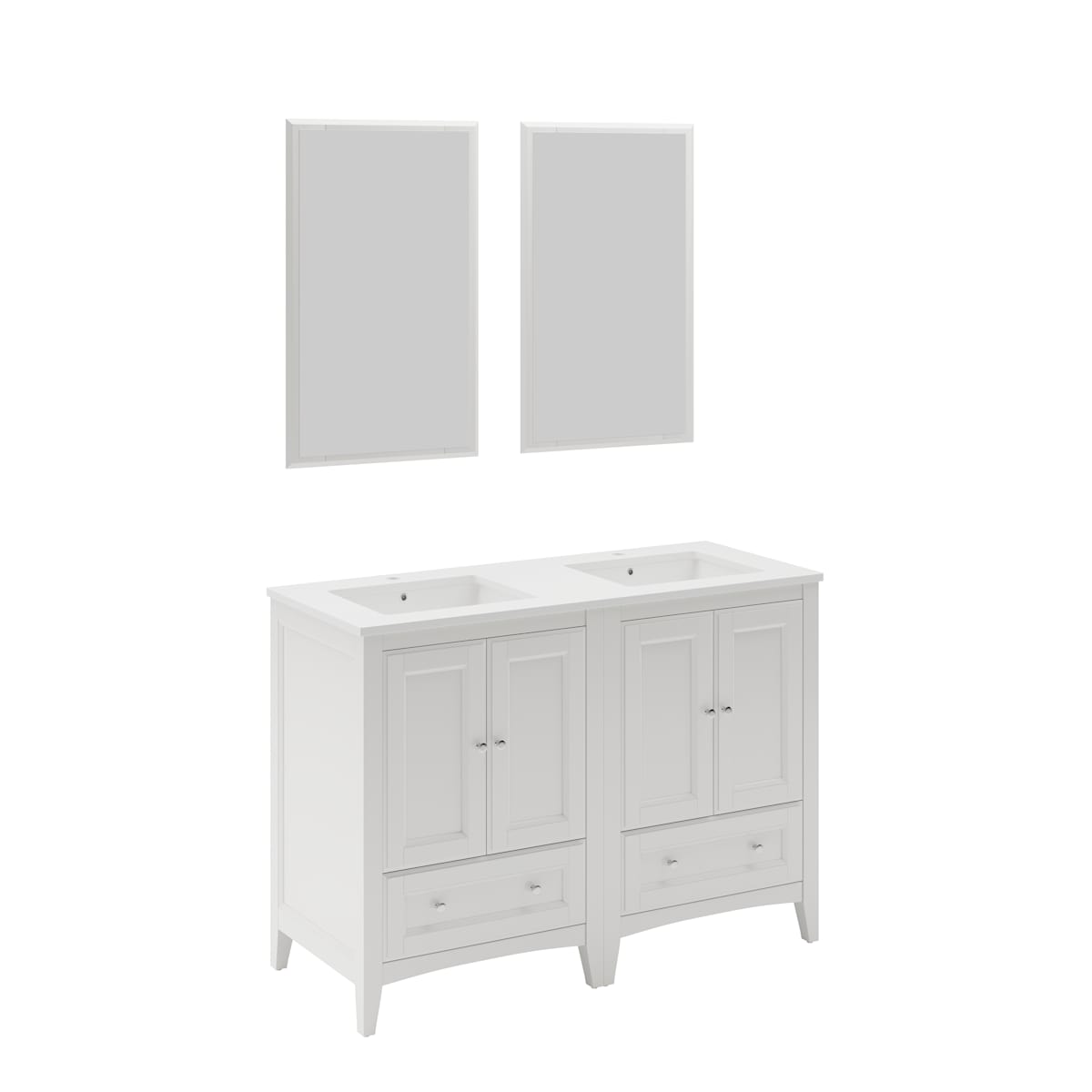 Oxford 48" Free Standing Double Basin Vanity Set with Cabinet, Quartz Vanity Top, and Framed Mirror - image 2