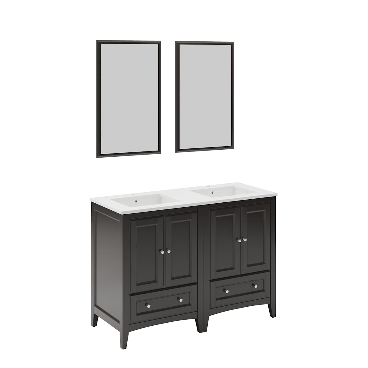 Oxford 48" Free Standing Double Basin Vanity Set with Cabinet, Quartz Vanity Top, and Framed Mirror - image 9
