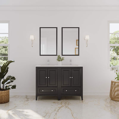 Oxford 48" Free Standing Double Basin Vanity Set with Cabinet, Quartz Vanity Top, and Framed Mirror - image 1