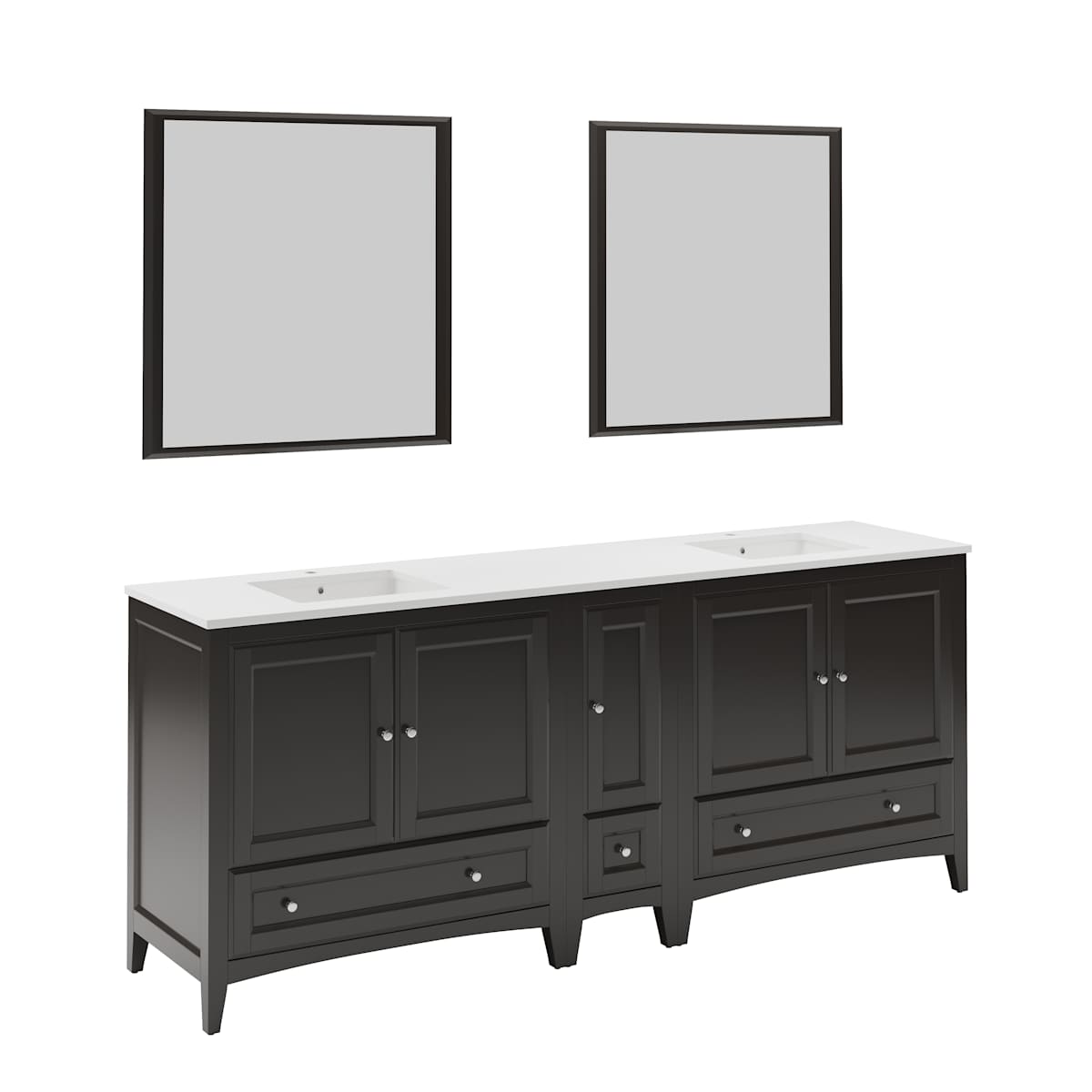 Oxford 84" Free Standing Double Basin Vanity Set with Cabinet, Quartz Vanity Top, and Framed Mirror - image 3