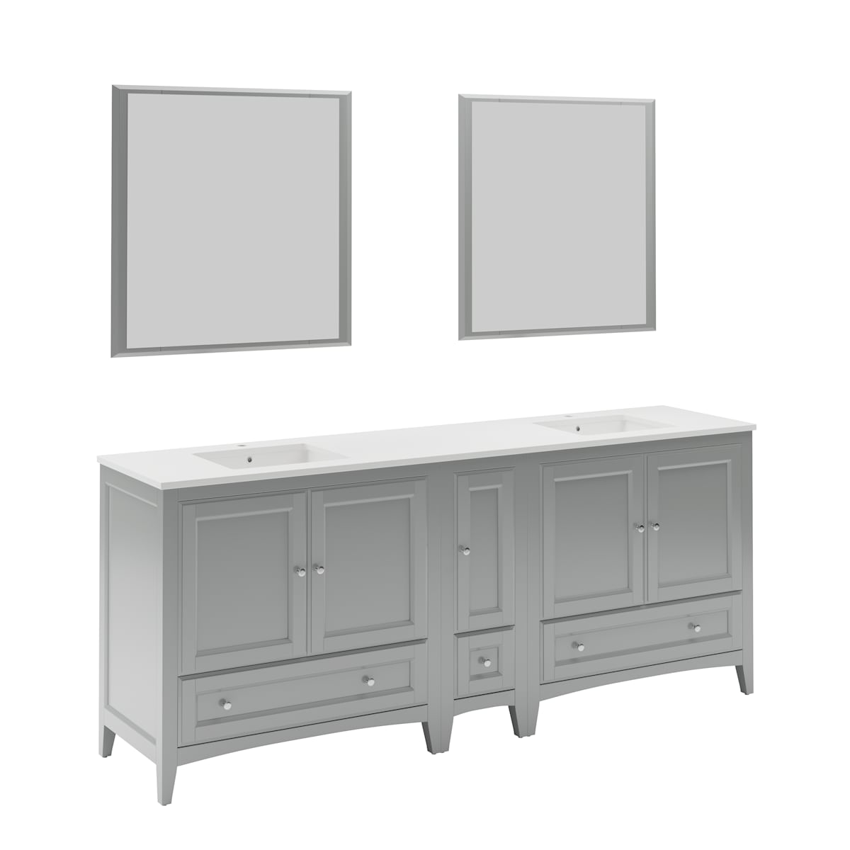 Oxford 84" Free Standing Double Basin Vanity Set with Cabinet, Quartz Vanity Top, and Framed Mirror - image 11