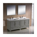 Oxford 72" Free Standing Double Basin Vanity Set with Cabinet, Quartz Vanity Top, and Framed Mirror - image 2