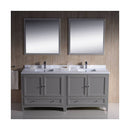 Oxford 72" Free Standing Double Basin Vanity Set with Cabinet, Quartz Vanity Top, and Framed Mirror - image 3
