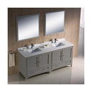 Oxford 72" Free Standing Double Basin Vanity Set with Cabinet, Quartz Vanity Top, and Framed Mirror - image 5