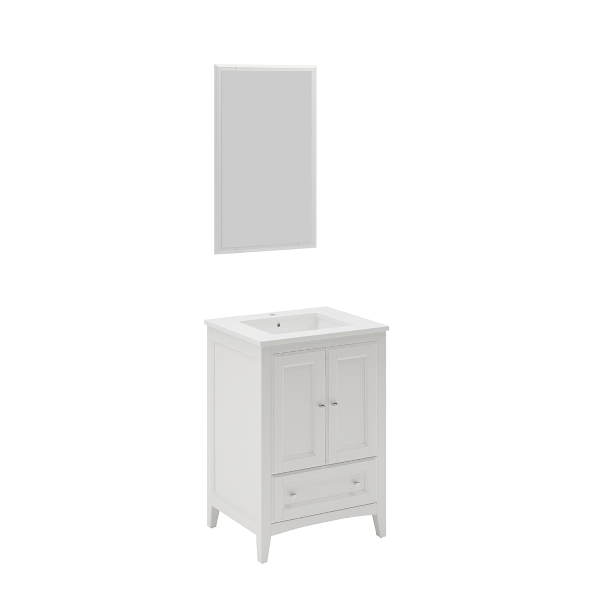 Oxford 24" Free Standing Single Basin Vanity Set with Cabinet, Quartz Vanity Top, and Framed Mirror