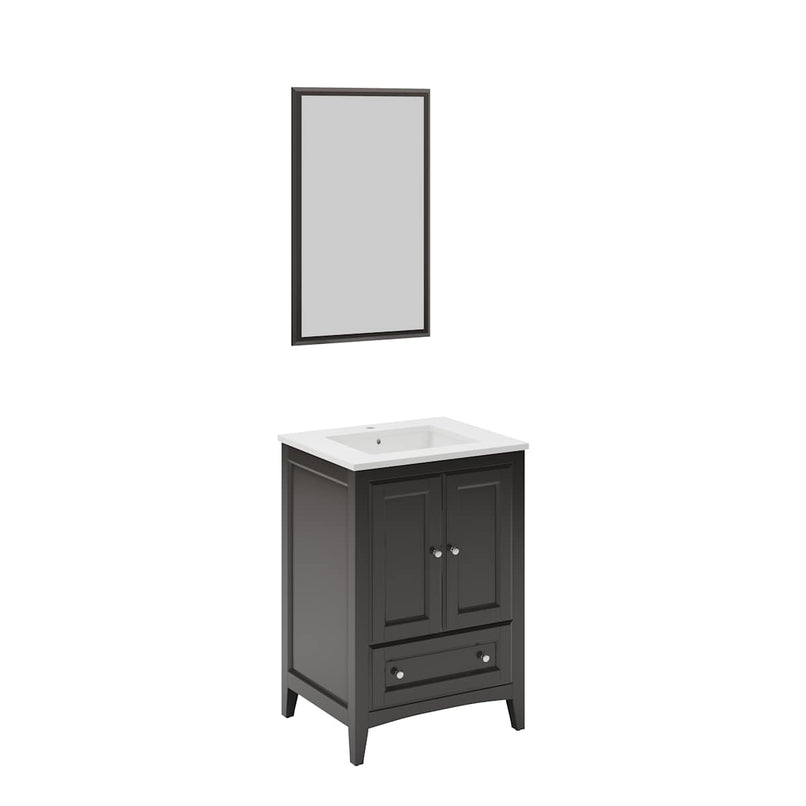 Oxford 24" Free Standing Single Basin Vanity Set with Cabinet, Quartz Vanity Top, and Framed Mirror - image 10