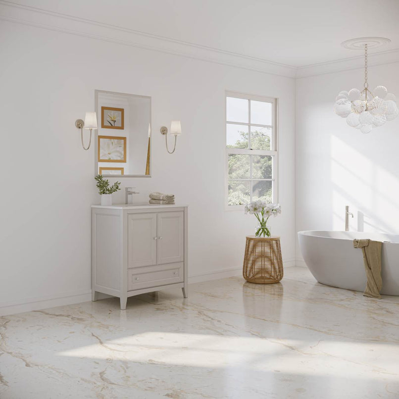 Oxford 30" Free Standing Single Basin Vanity Set with Cabinet, Quartz Vanity Top, and Framed Mirror - image 5