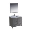 Oxford 36" Free Standing Single Basin Vanity Set with Cabinet, Quartz Vanity Top, and Framed Mirror - image 1