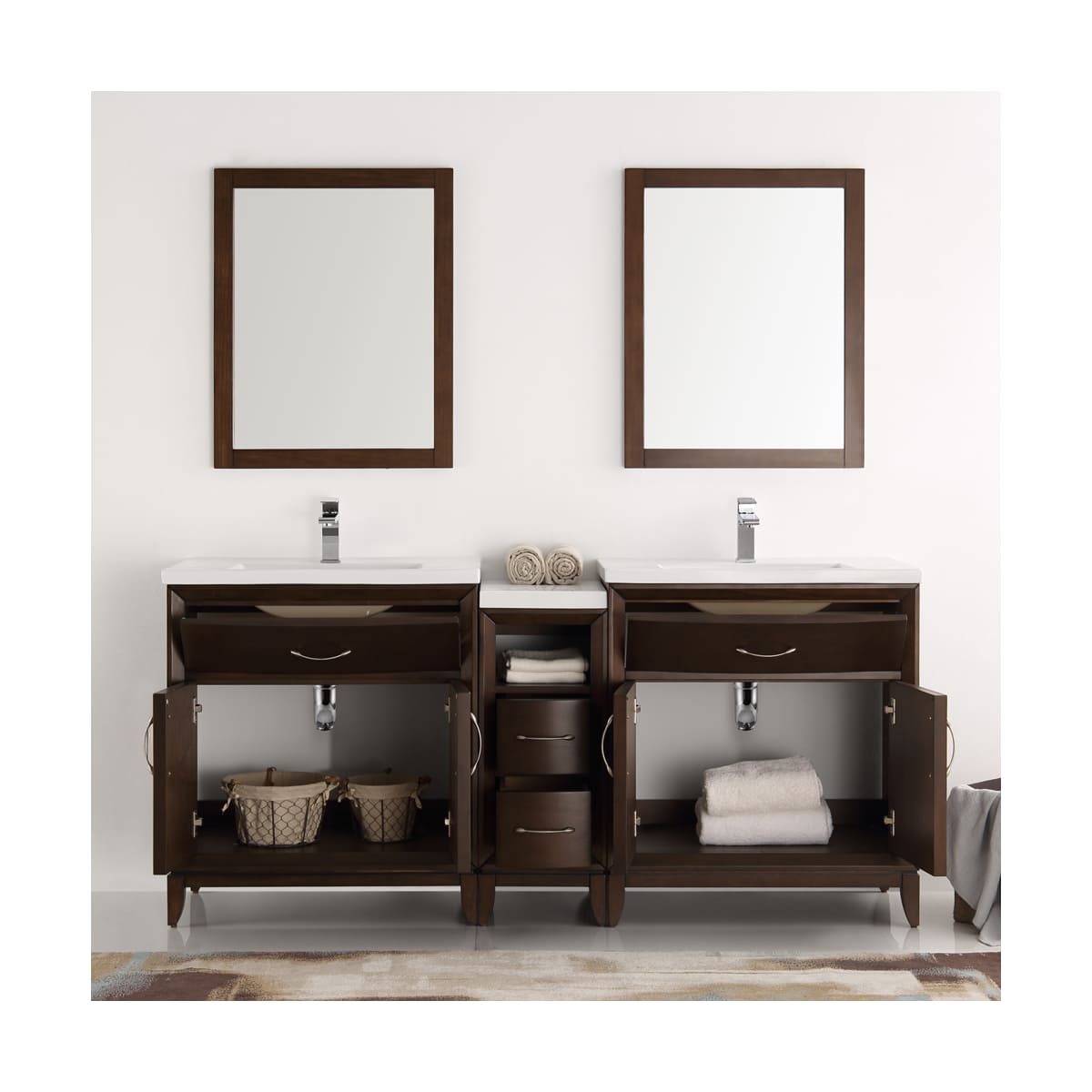 Cambridge 72" Free Standing Double Basin Vanity Set with Cabinet and Ceramic Vanity Top