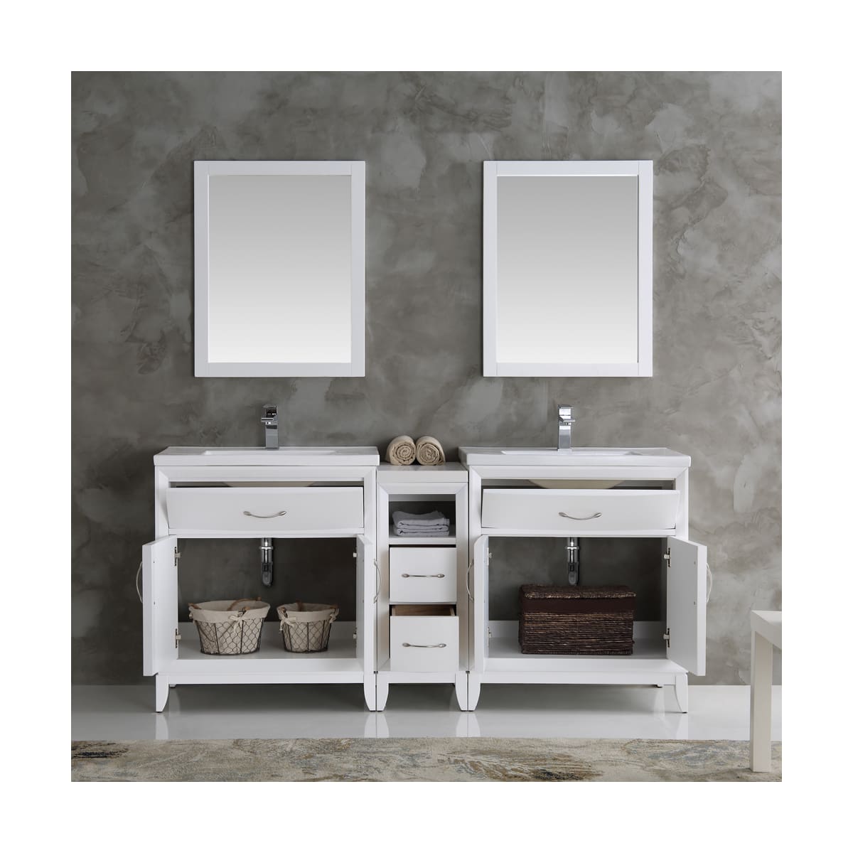 Cambridge 72" Free Standing Double Basin Vanity Set with Cabinet and Ceramic Vanity Top