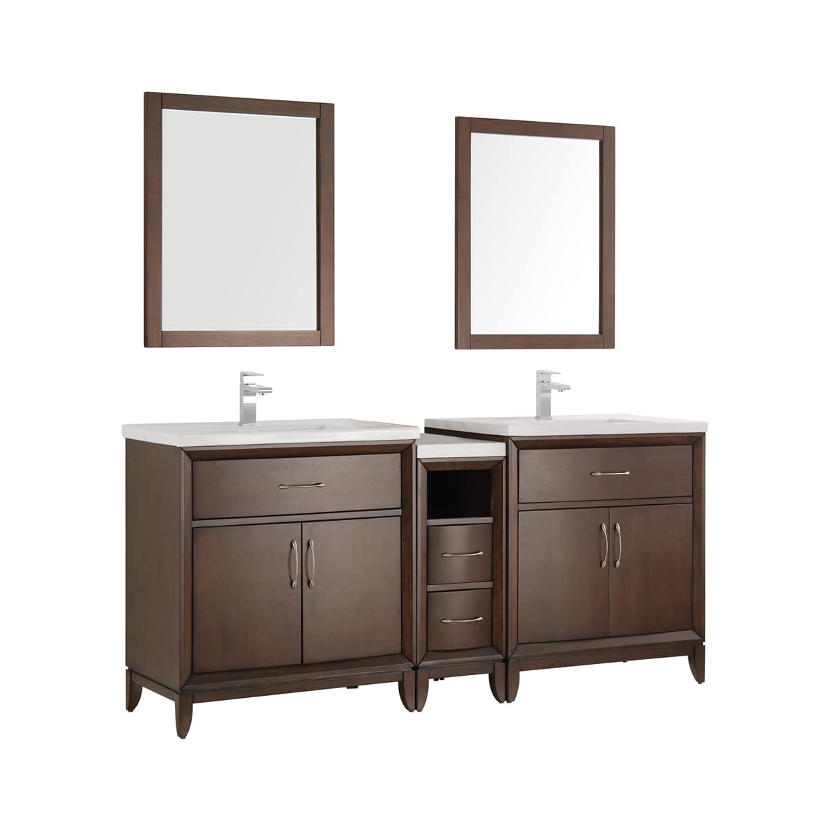Cambridge 72" Free Standing Double Basin Vanity Set with Cabinet and Ceramic Vanity Top