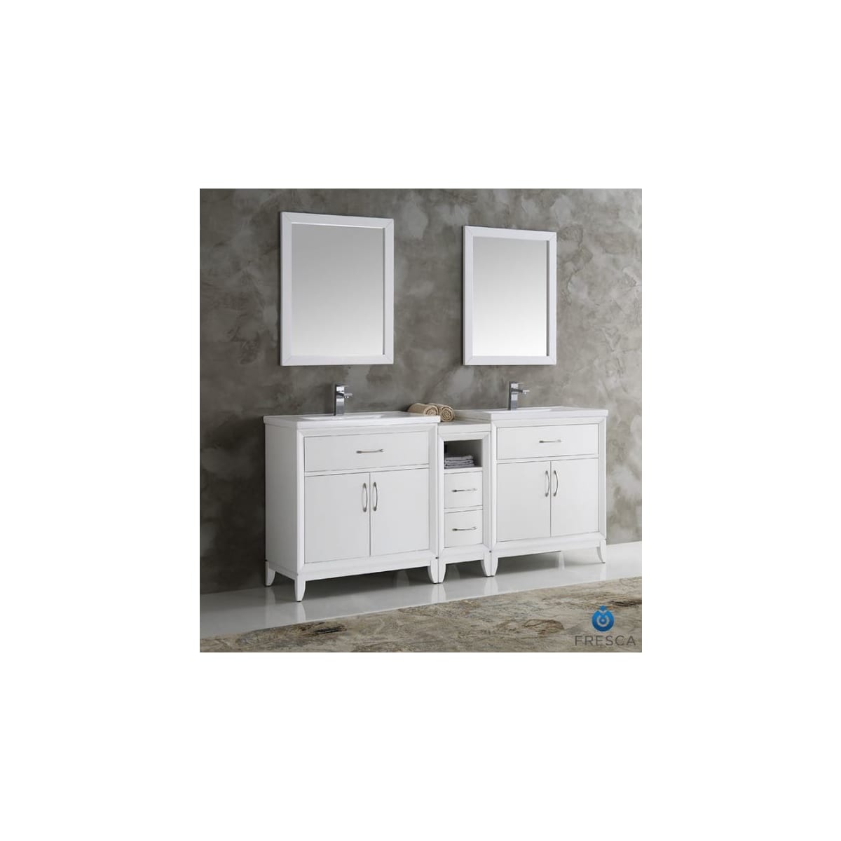 Cambridge 72" Free Standing Double Basin Vanity Set with Cabinet and Ceramic Vanity Top