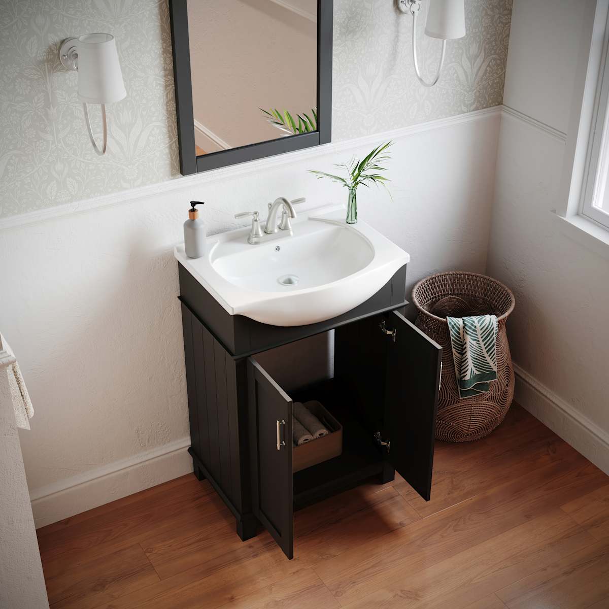 Hartford 24" Free Standing Single Basin Vanity Set with Cabinet and Ceramic Vanity Top