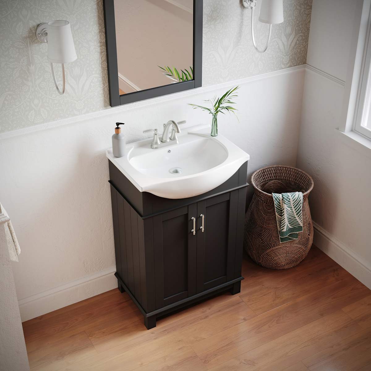 Hartford 24" Free Standing Single Basin Vanity Set with Cabinet and Ceramic Vanity Top