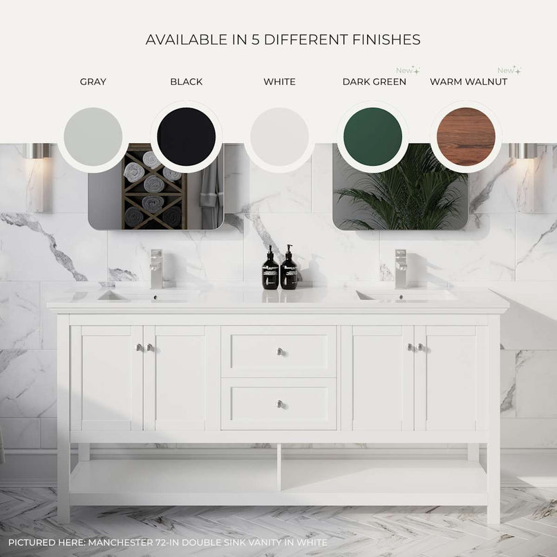 Manchester 36" Free Standing Single Basin Vanity Set with Cabinet, Quartz Vanity Top, and Framed Mirror - image 7