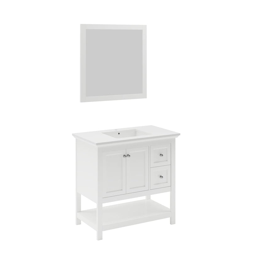 Manchester 36" Free Standing Single Basin Vanity Set with Cabinet, Quartz Vanity Top, and Framed Mirror - image 12