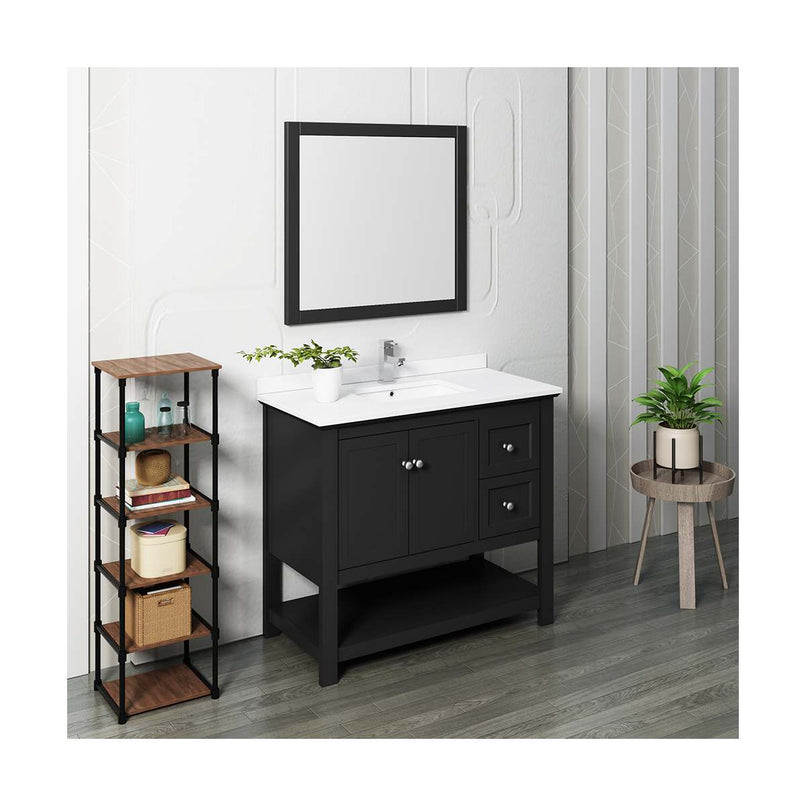 Manchester 42" Free Standing Single Basin Vanity Set with Cabinet, Quartz Vanity Top, and Framed Mirror - image 20