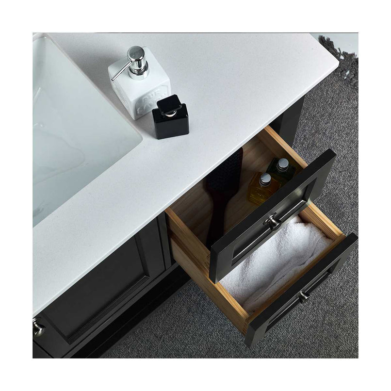 Manchester 42" Free Standing Single Basin Vanity Set with Cabinet, Quartz Vanity Top, and Framed Mirror - image 16