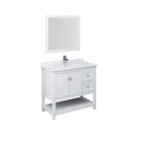 Manchester 42" Free Standing Single Basin Vanity Set with Cabinet, Quartz Vanity Top, and Framed Mirror - image 1