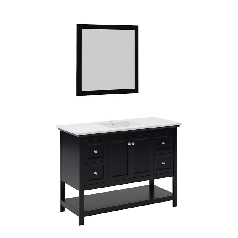 Manchester 48" Free Standing Single Basin Vanity Set with Cabinet, Quartz Vanity Top, and Framed Mirror - image 2