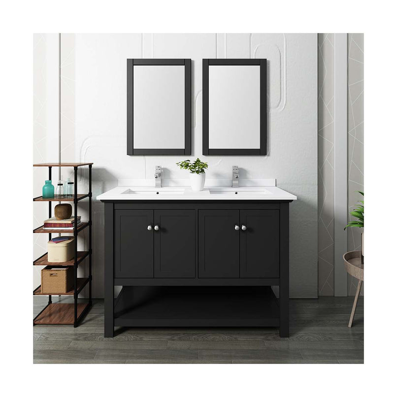 Manchester 48" Free Standing Double Basin Vanity Set with Cabinet, Quartz Vanity Top, and Framed Mirror - image 16